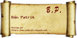 Bán Patrik névjegykártya
